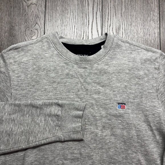 Chaps Ralph Lauren Embroidered American Flag Sweatshirt Grey Medium Vintage Y2k - Picture 1 of 7